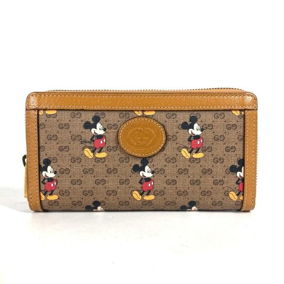 GUCCI Mini GG Supreme DISNEY collab Mickey Mouse Zip Around Long Wallet - Picture 1 of 10